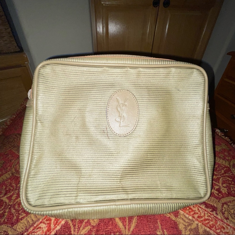 Authentic Vintage YSL GOLD STRIPE Pouch / cosmetic bag